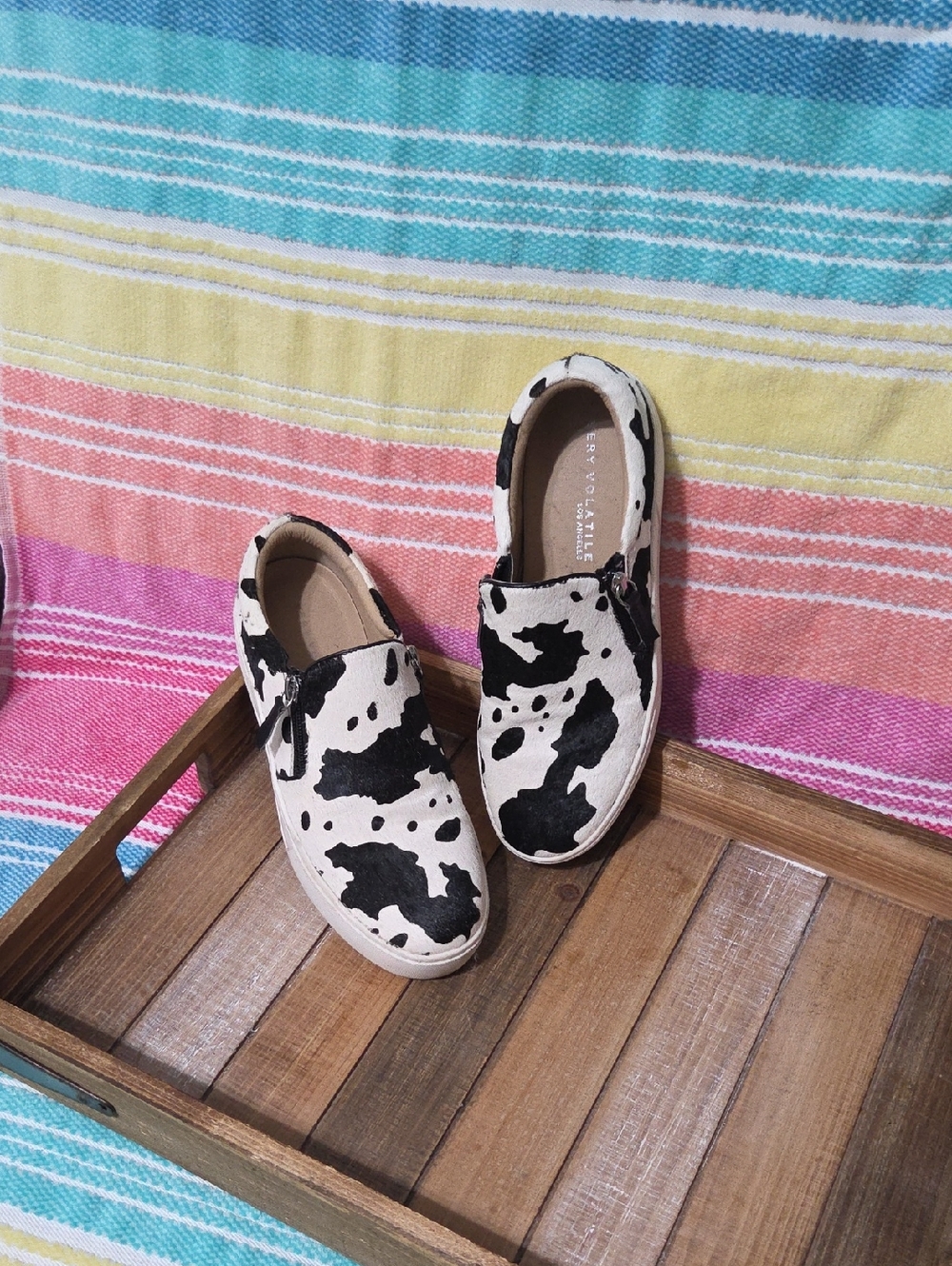 Canvas slip-on sneakers, Very Volatile Normande, cow print